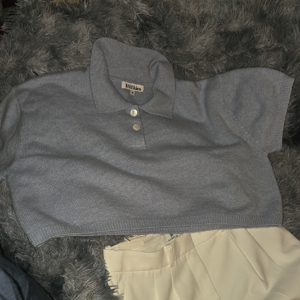 Frankie's Bikinis Light Gray V-Neck Sweater
